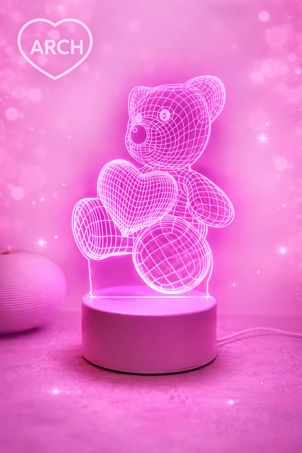 Lampka LED 3D Miś z sercem ARCH 💗✨ – prezent z miłości